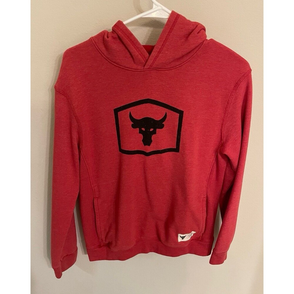 Red Under Armour “The Rock” Sweatshirt Hoodie, Size Youth Extra Large, Size YXL